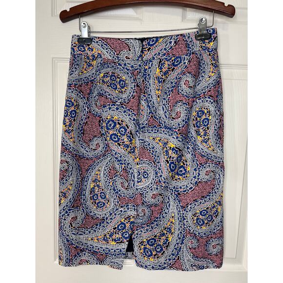 J. Crew Womens 4 No 2 Pencil Skirt Paisley Work Office Career Classic Church - Picture 3 of 7